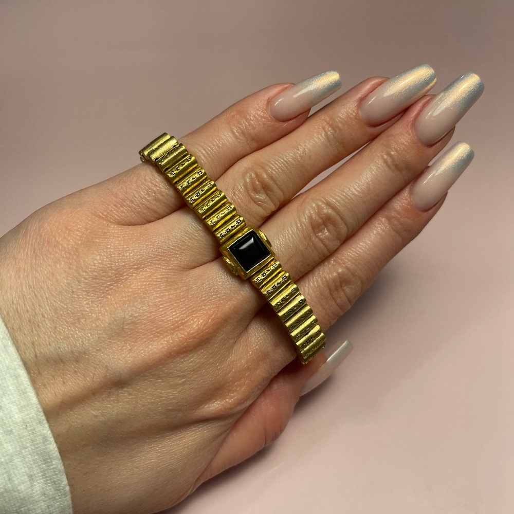 Karma and Luck Gold Bracelet with Black Onyx